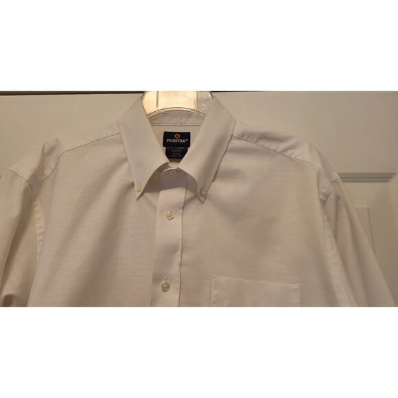 Puritan Solid White Button Long Sleeve Dress Shirt Adult Men's Size 16 1/2 32/33 - Picture 4 of 11